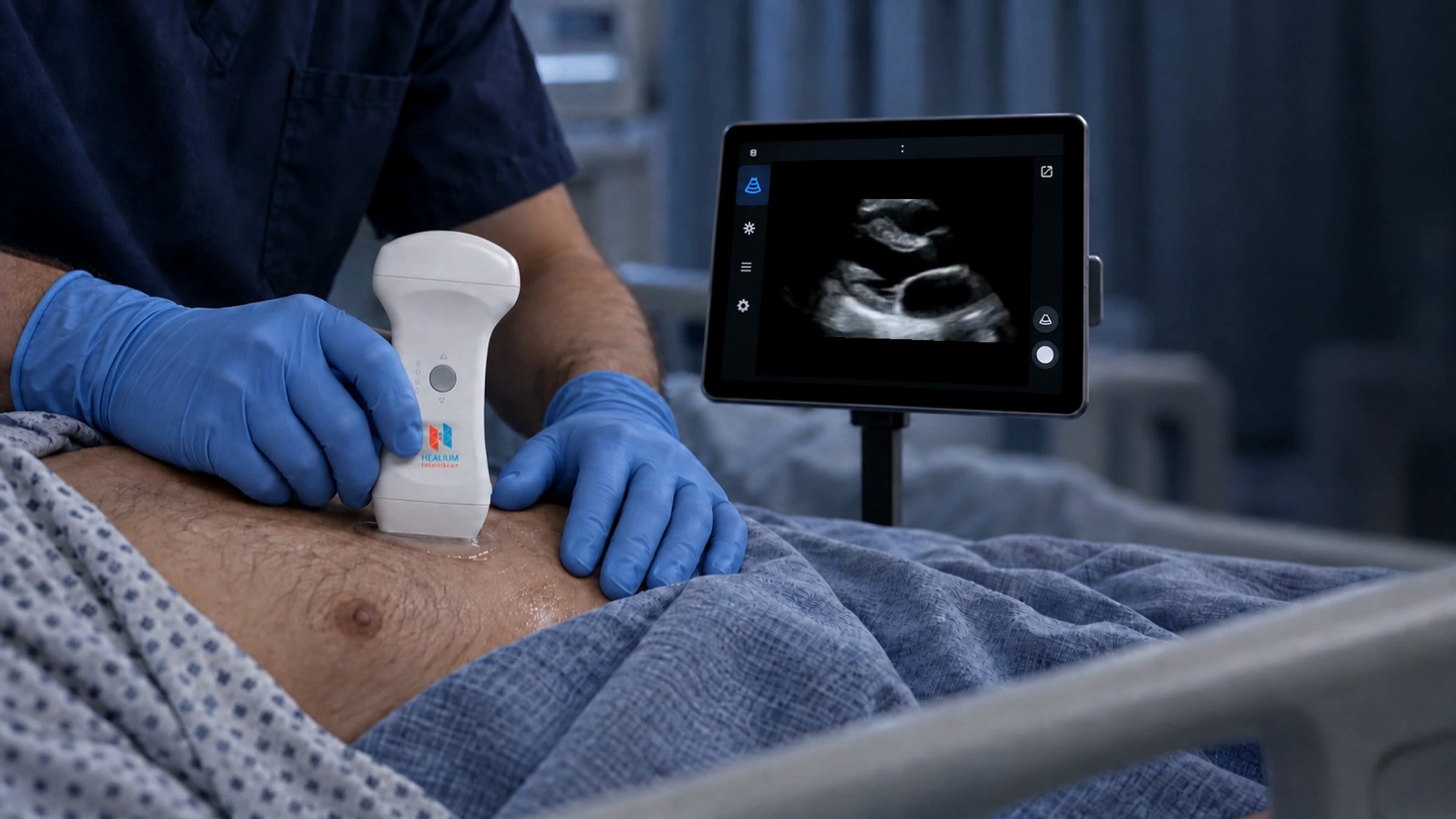 Bedside cardiac scan on a hospital ward with Healium Intelliscan